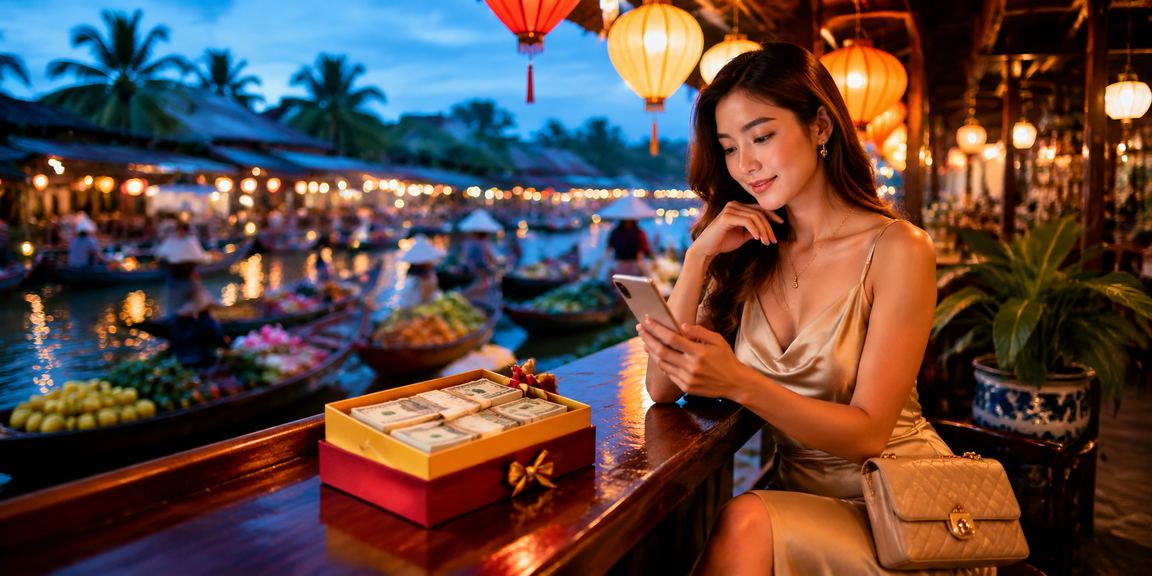 Người dùng Hội An xem điều khoản tài khoản trên thiết bị di động
